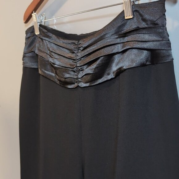 Bianca Nygard Pleated Satin Dress Pants Wide Leg High Rise Womens Size 12 Black - Picture 4 of 15
